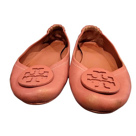 Pink Leather Tory Burch Women's Minnie Ballet Shoe Slip On Moccasin Sz 8 Travel - Picture 4 of 9